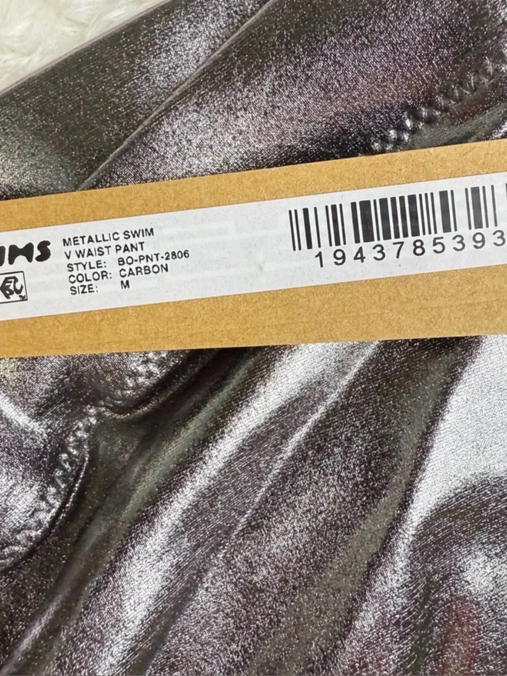 NWT SKIMS Metallic Swim V Waist Pant Medium Carbon Gray Cover Up Ruched Y2K